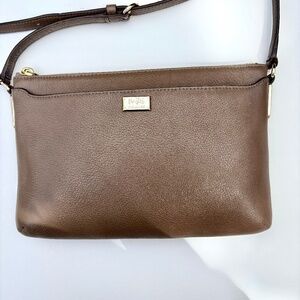 Leather Coach Crossbody Bag in Taupe